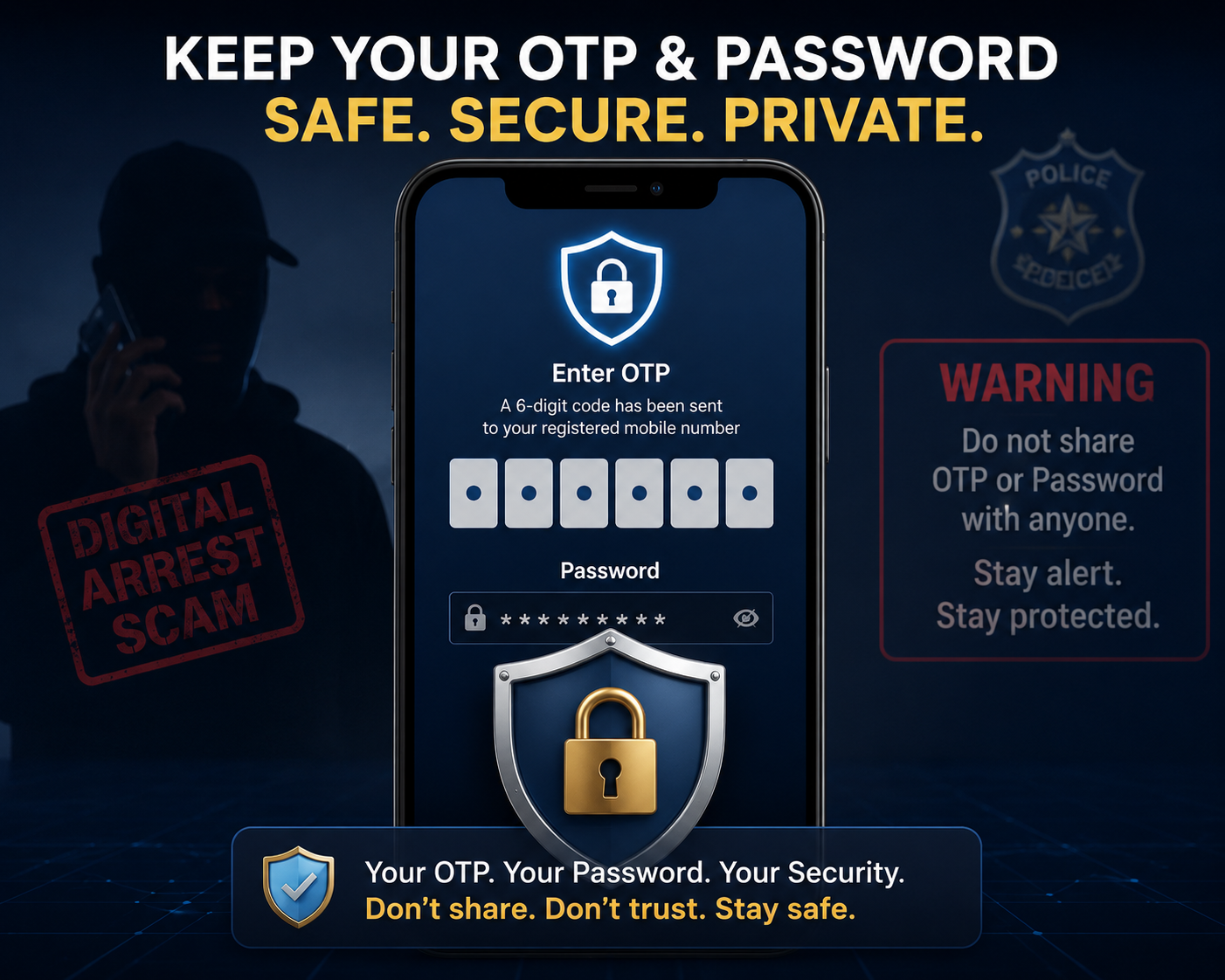 Do not share OTP password or bank details