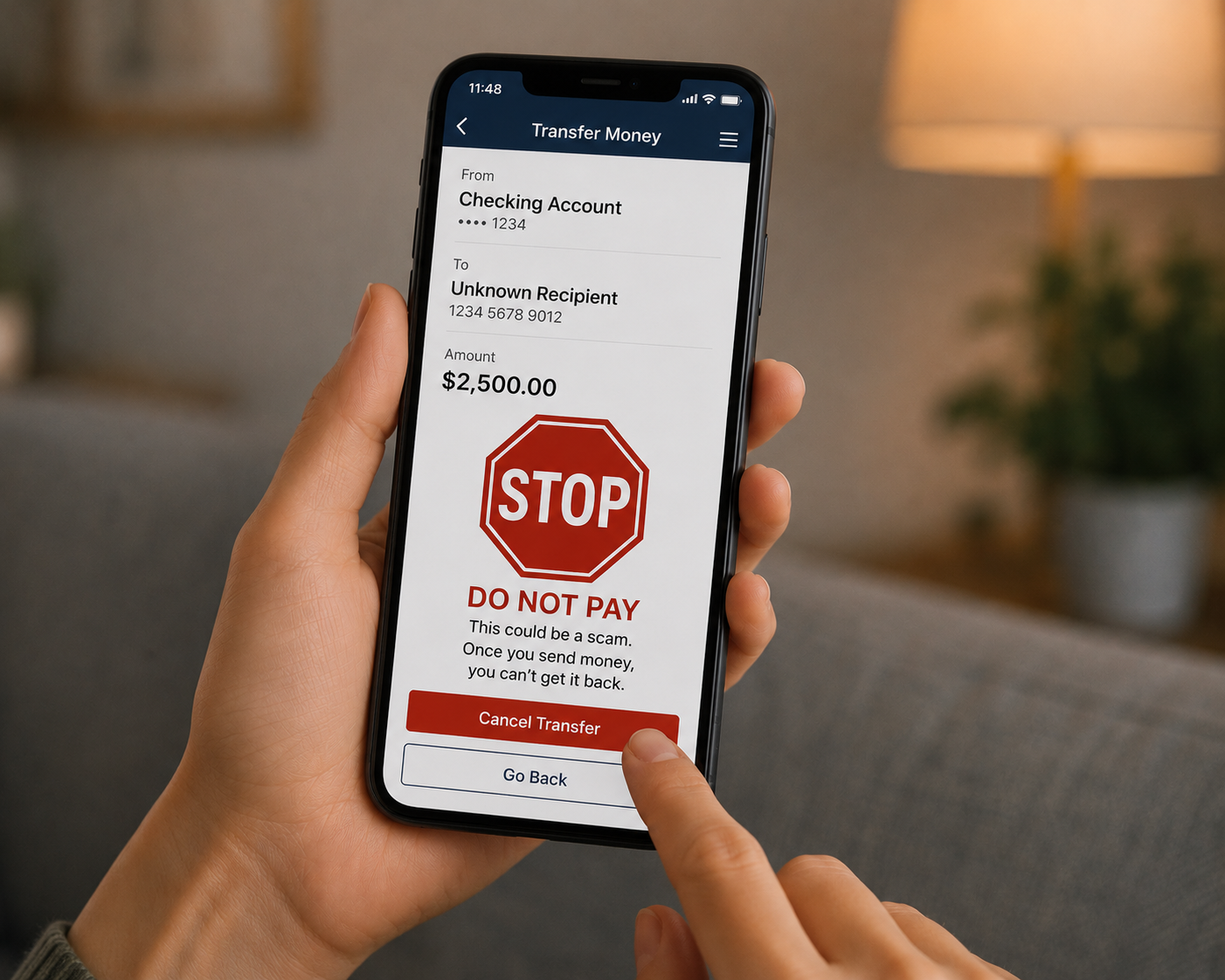 Do not transfer money to verification or safe account