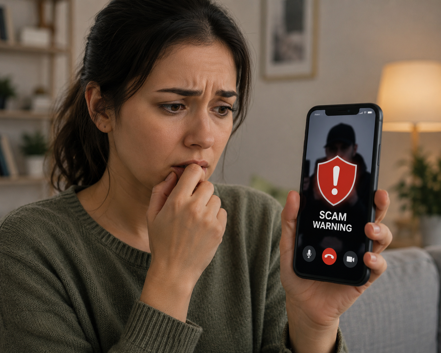 Person receiving a suspicious video call warning about digital arrest scam